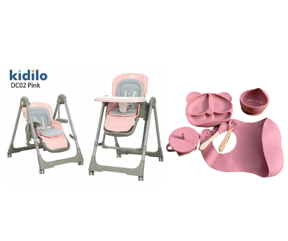 Kidilo food chair DC02 & طقم سيليكون