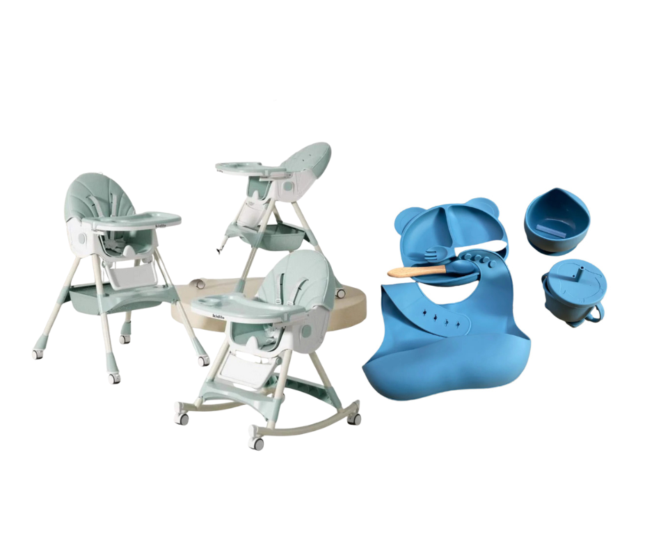 Kidilo Food Chair 8131A & طقم طعام سيليكون ٦ قطع