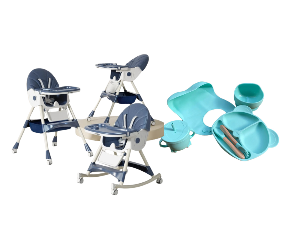 Kidilo Food Chair 8131A & طقم طعام سيليكون ٦ قطع