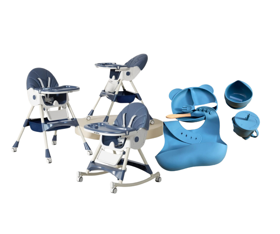 Kidilo Food Chair 8131A & طقم طعام سيليكون ٦ قطع