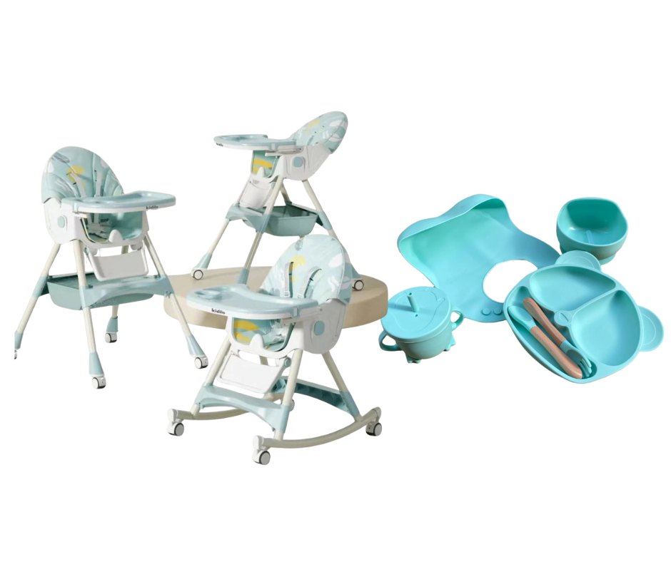 Kidilo Food Chair 8131A & طقم طعام سيليكون ٦ قطع