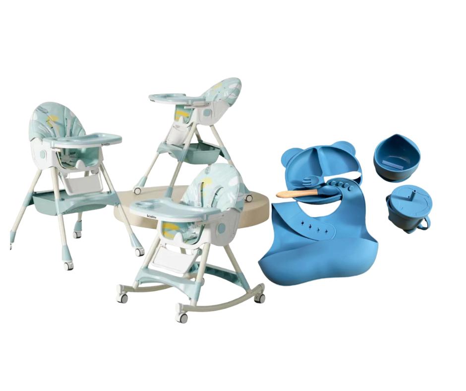 Kidilo Food Chair 8131A & طقم طعام سيليكون ٦ قطع
