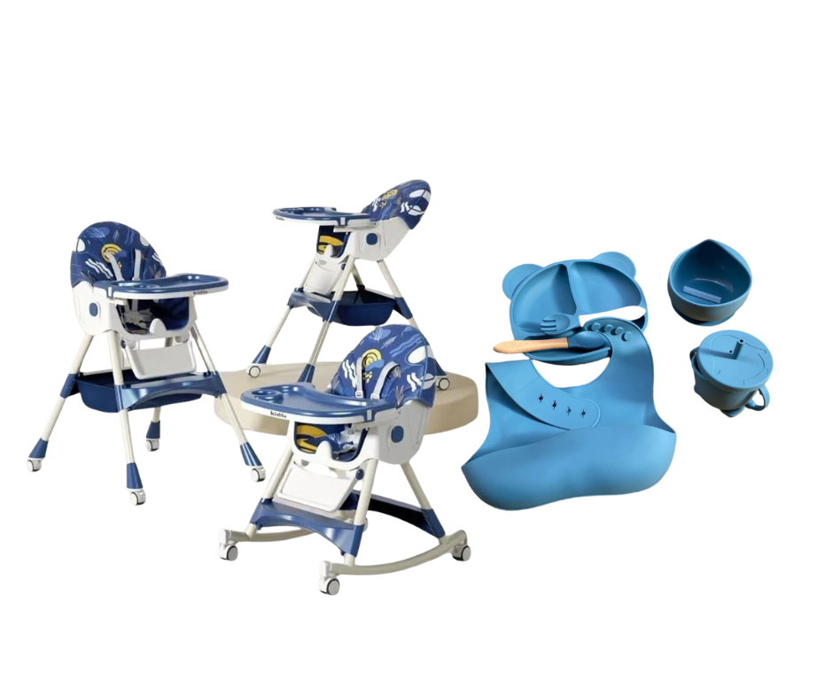 Kidilo Food Chair 8131A & طقم طعام سيليكون ٦ قطع