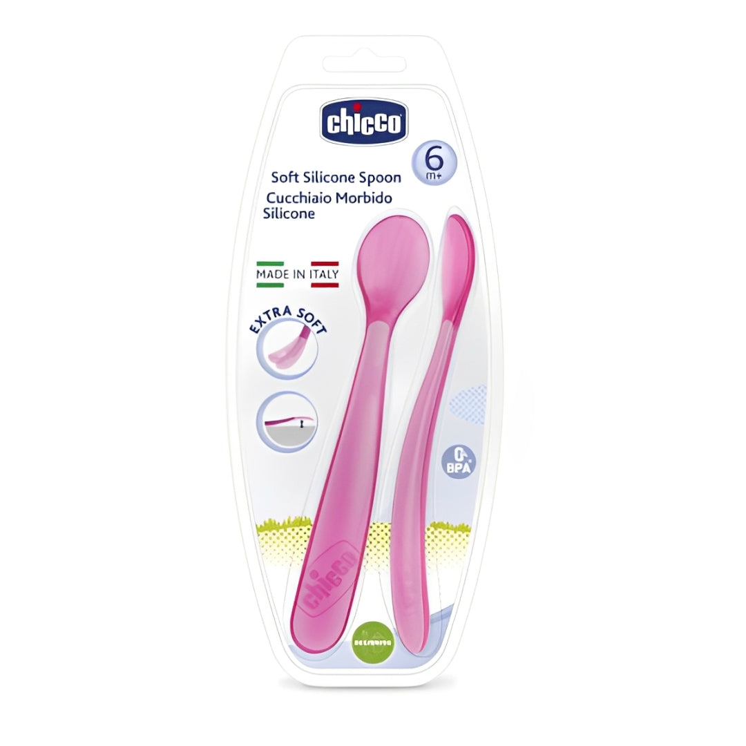 Chicco Soft Silicone Spoon 6M+ | ٢ملعقة سيلكون ماركة شيكو +6 شهور