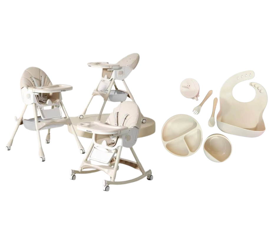 Kidilo Food Chair 8131A & طقم طعام سيليكون ٦ قطع