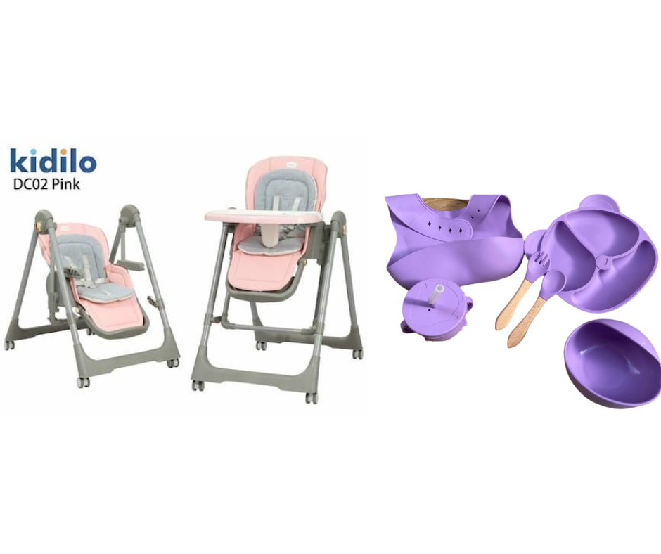 Kidilo food chair DC02 & طقم سيليكون