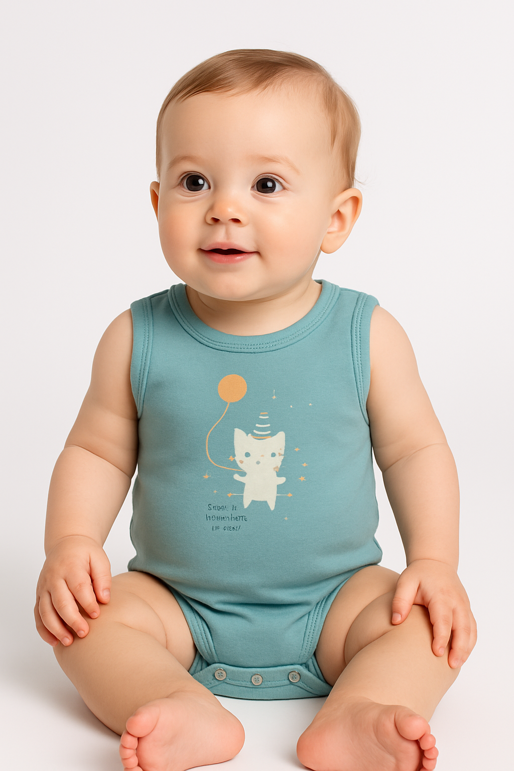 Junior Baby Bodysuit Sleeveless Baby Girl -Blue ,Beige,Printed