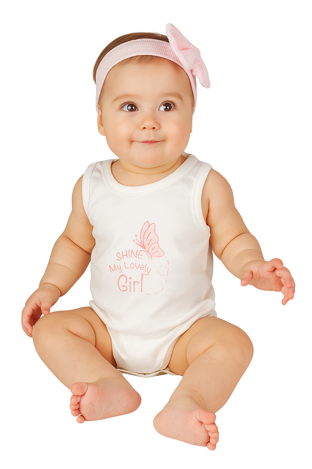 Junior Baby Bodysuit Sleeveless Baby Girl -Beige ,Pink