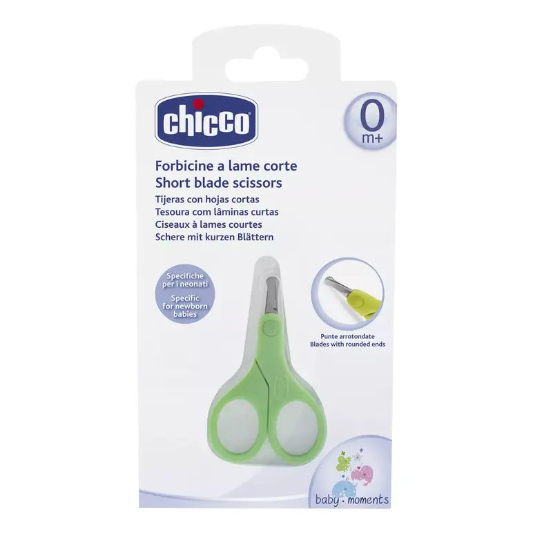 Chicco Baby Moments Short Blade Scissors - Green | مقص شيكو بيبي مومنتس شفرة قصيرة - أخضر