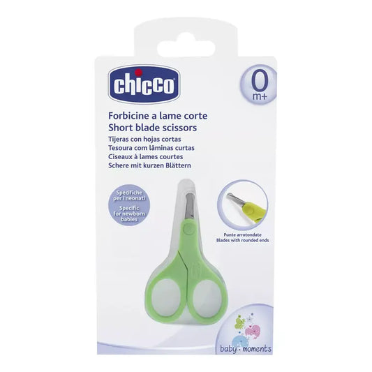 Chicco Baby Moments Short Blade Scissors - Green | مقص شيكو بيبي مومنتس شفرة قصيرة - أخضر