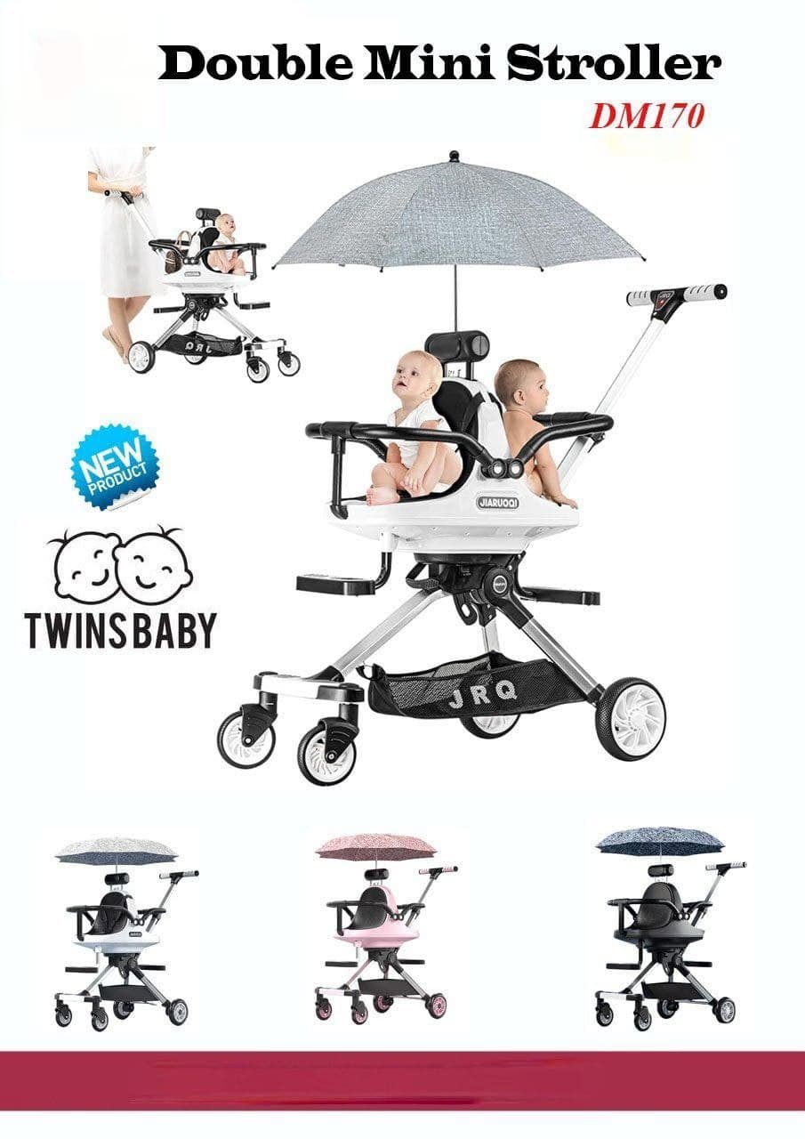 Burbay DM170 Double Mini Stroller – Twin Comfort, One Stylish Ride!