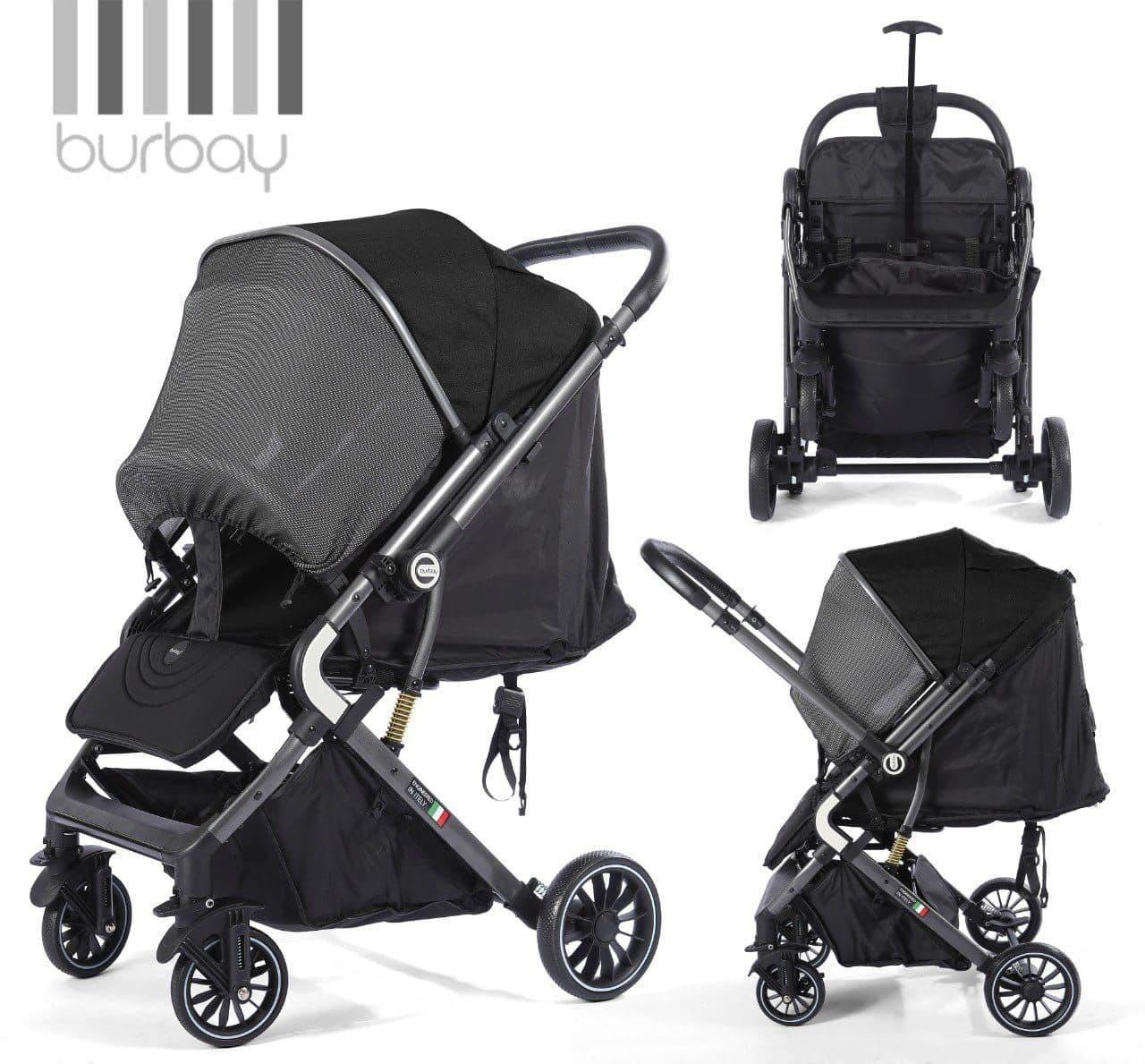 Burbay Baby'S Stroller With Flip Handle سترولر بيرباي دراع قلاب (N124)