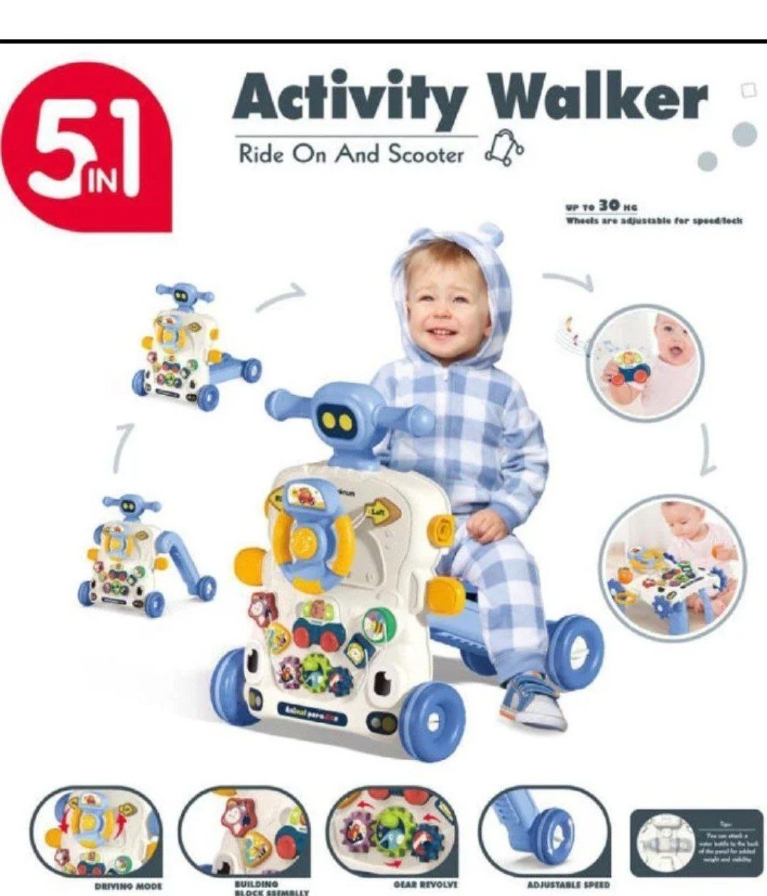 5-in-1 Multifunctional Baby Walker - Activity Walker | مشاية أطفال متعددة الوظائف 5 في 1 - مشاية أنشطة