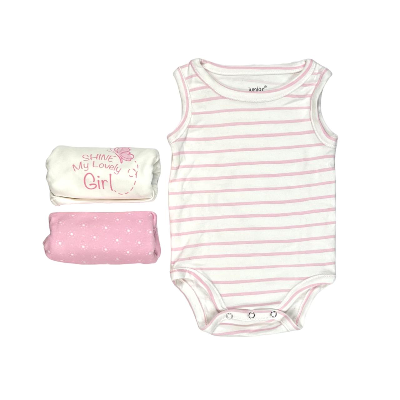 Junior Baby Bodysuit Sleeveless Baby Girl -Beige ,Pink