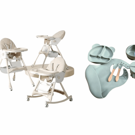 Kidilo Food Chair 8131A & طقم طعام سيليكون ٦ قطع