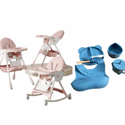 Kidilo Food Chair 8131A & طقم طعام سيليكون ٦ قطع
