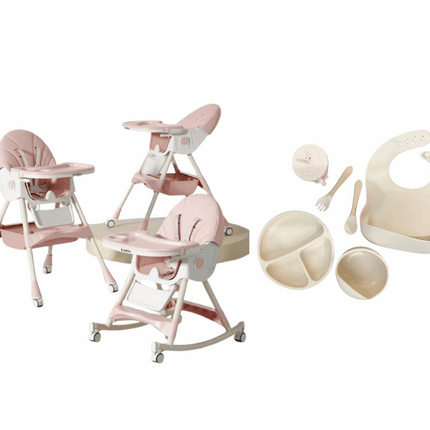 Kidilo Food Chair 8131A & طقم طعام سيليكون ٦ قطع