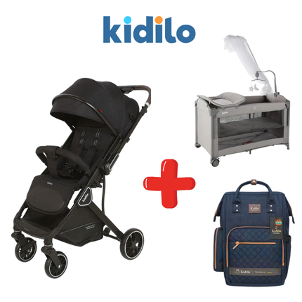 Kidilo Stroller K919 + Kidilo Bed T702L + Kidilo Diaper Bag