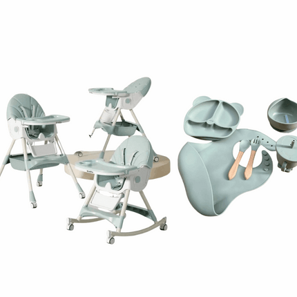 Kidilo Food Chair 8131A & طقم طعام سيليكون ٦ قطع
