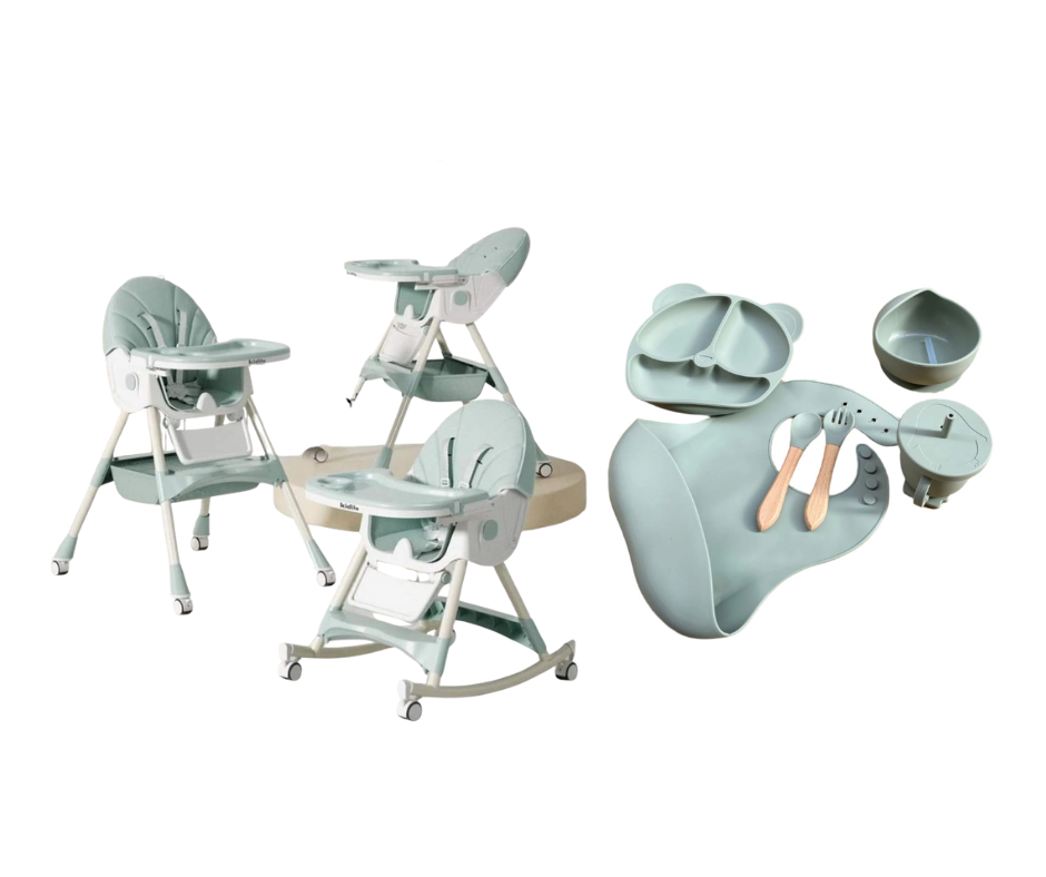 Kidilo Food Chair 8131A & طقم طعام سيليكون ٦ قطع