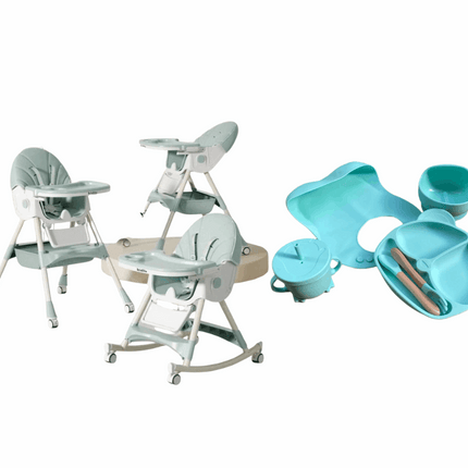 Kidilo Food Chair 8131A & طقم طعام سيليكون ٦ قطع