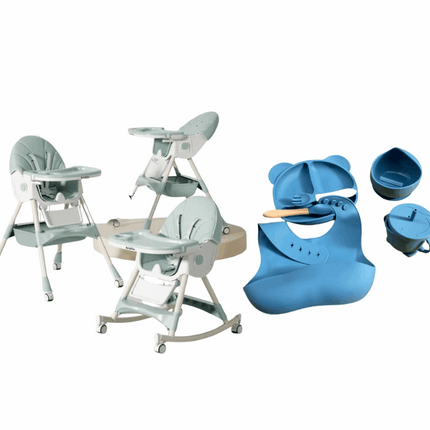 Kidilo Food Chair 8131A & طقم طعام سيليكون ٦ قطع