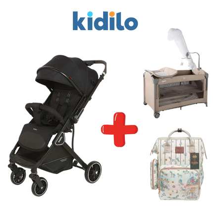 Kidilo Stroller K919 + Kidilo Bed T702L + Kidilo Diaper Bag