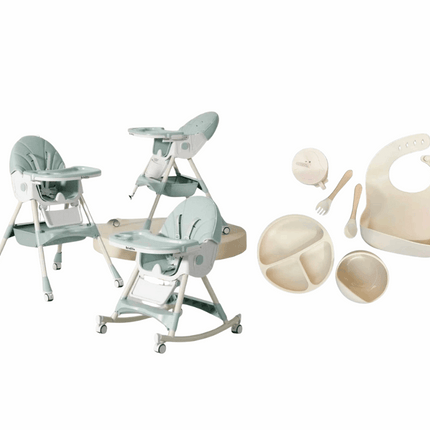 Kidilo Food Chair 8131A & طقم طعام سيليكون ٦ قطع