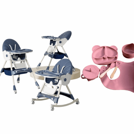 Kidilo Food Chair 8131A & طقم طعام سيليكون ٦ قطع