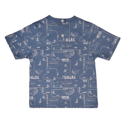 Junior Rouned Printed Jumpsuit Baby Boy -Blue,Gray