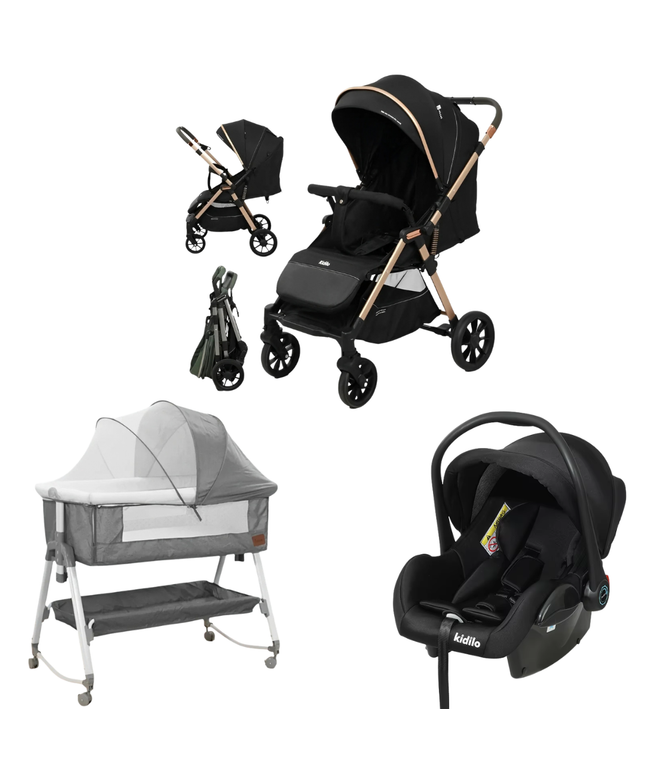 Kidilo Stroller D3 & Inerfine Baby Bed & Car Seat G303