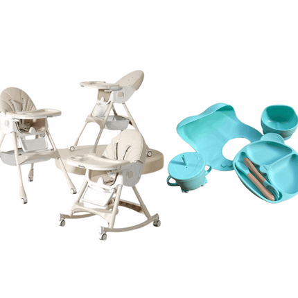 Kidilo Food Chair 8131A & طقم طعام سيليكون ٦ قطع