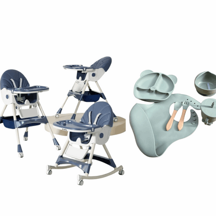 Kidilo Food Chair 8131A & طقم طعام سيليكون ٦ قطع