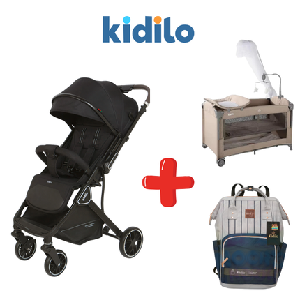 Kidilo Stroller K919 + Kidilo Bed T702L + Kidilo Diaper Bag