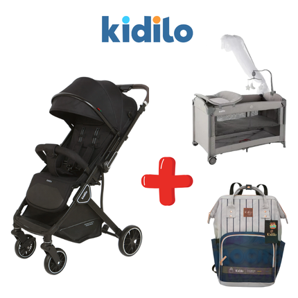Kidilo Stroller K919 + Kidilo Bed T702L + Kidilo Diaper Bag