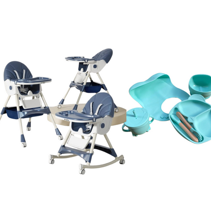 Kidilo Food Chair 8131A & طقم طعام سيليكون ٦ قطع