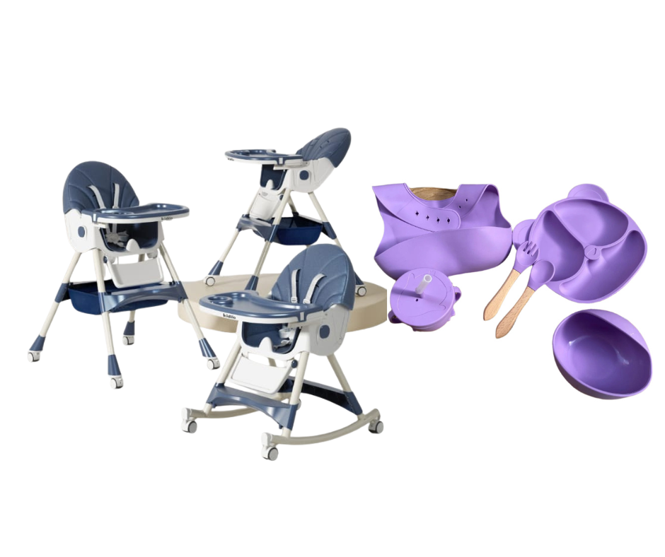 Kidilo Food Chair 8131A & طقم طعام سيليكون ٦ قطع