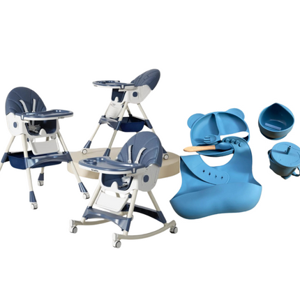 Kidilo Food Chair 8131A & طقم طعام سيليكون ٦ قطع