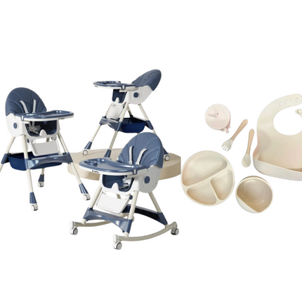 Kidilo Food Chair 8131A & طقم طعام سيليكون ٦ قطع