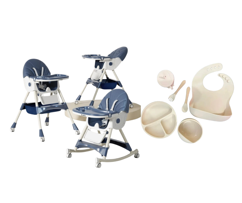 Kidilo Food Chair 8131A & طقم طعام سيليكون ٦ قطع