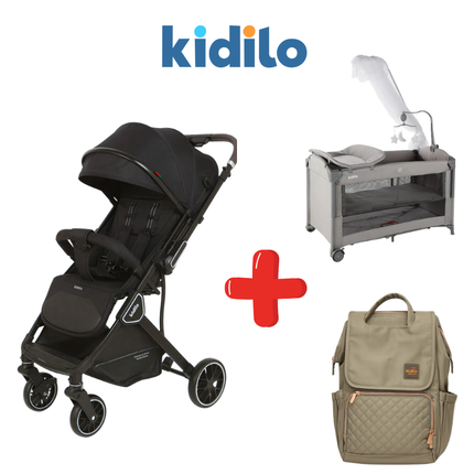Kidilo Stroller K919 + Kidilo Bed T702L + Kidilo Diaper Bag