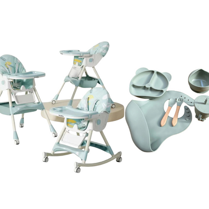 Kidilo Food Chair 8131A & طقم طعام سيليكون ٦ قطع