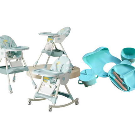 Kidilo Food Chair 8131A & طقم طعام سيليكون ٦ قطع