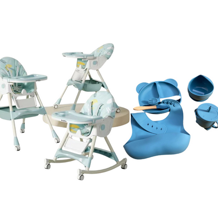 Kidilo Food Chair 8131A & طقم طعام سيليكون ٦ قطع