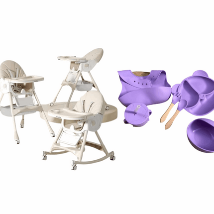 Kidilo Food Chair 8131A & طقم طعام سيليكون ٦ قطع