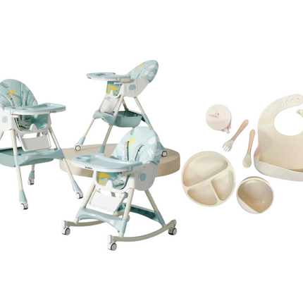 Kidilo Food Chair 8131A & طقم طعام سيليكون ٦ قطع