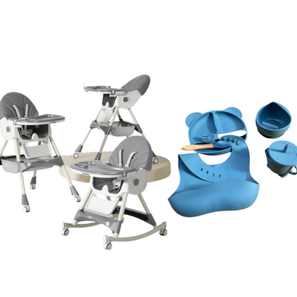 Kidilo Food Chair 8131A & طقم طعام سيليكون ٦ قطع