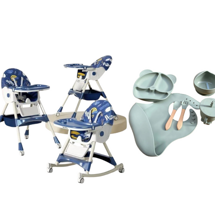 Kidilo Food Chair 8131A & طقم طعام سيليكون ٦ قطع