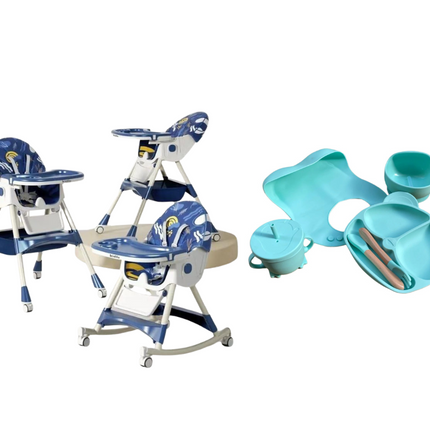 Kidilo Food Chair 8131A & طقم طعام سيليكون ٦ قطع