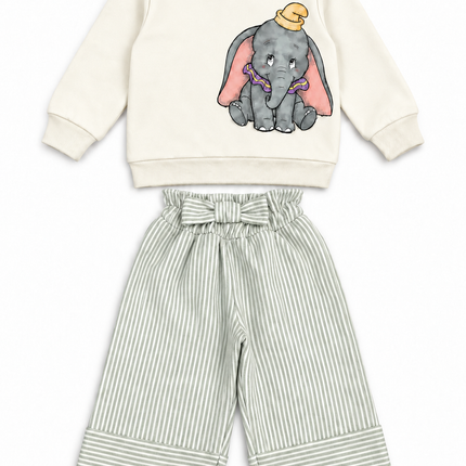 Dumbo Girls Sweatshirt & Wide-Leg Pants Set – طقم بناتي سويت شيرت وبنطلون واسع بتصميم دامبو